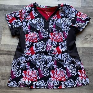 Healing Hands Premier Red and Black Scrub Top XL